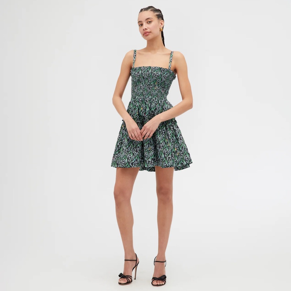 Hill House Green and Black Patterned Mini Dress